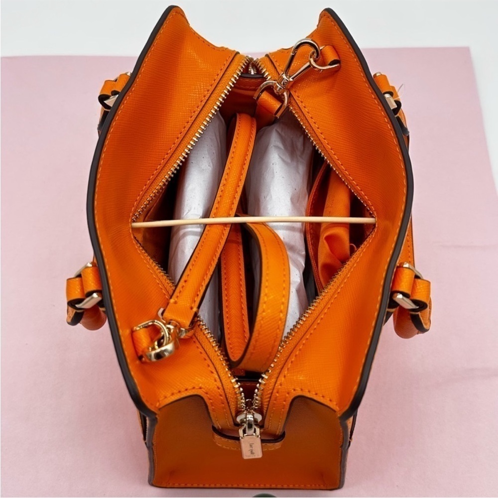 Kate Spade Madison Saffiano Leather
Small Satchel Bag Orange/Gold - Picture 7 of 10